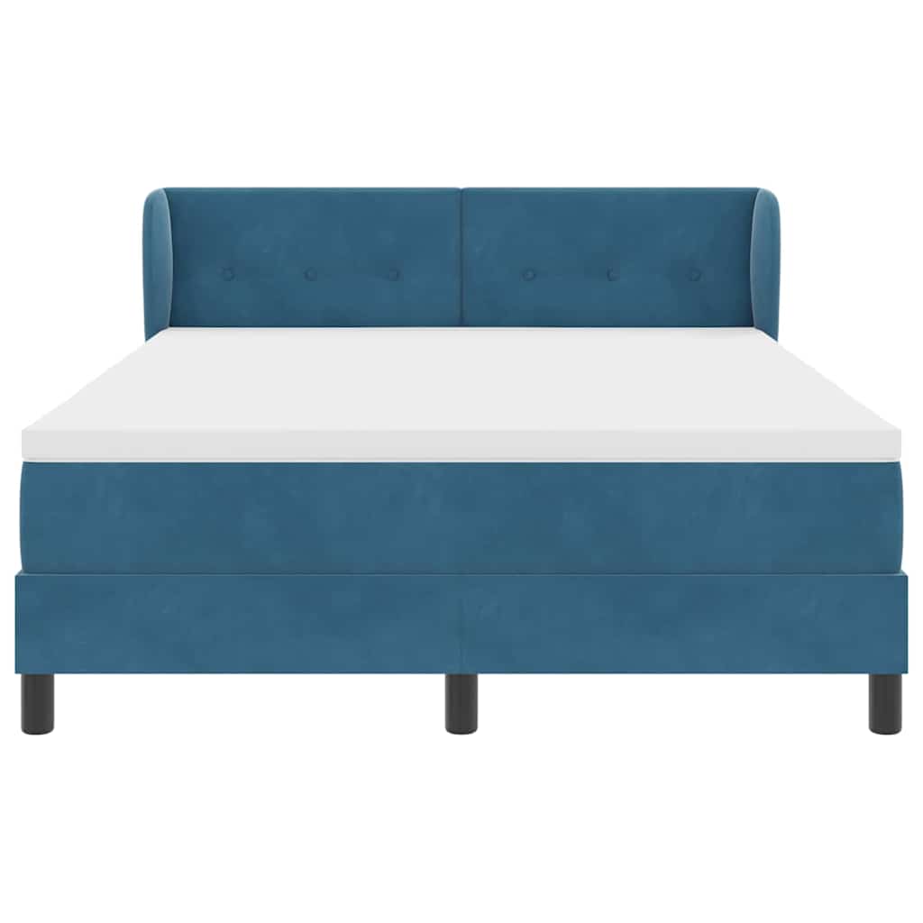 vidaXL Κρεβάτι με ελατήρια Σκούρο Μπλε 140 x 200 cm Βελούδο