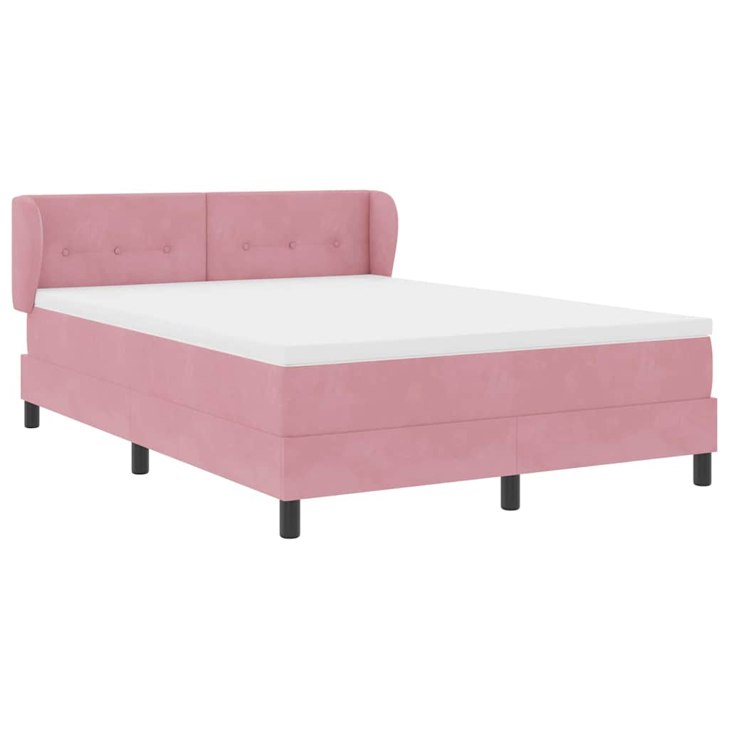 vidaXL Κρεβάτι με ελατήρια με κεφαλάρι Ροζ 140 x 200 cm Βελούδο