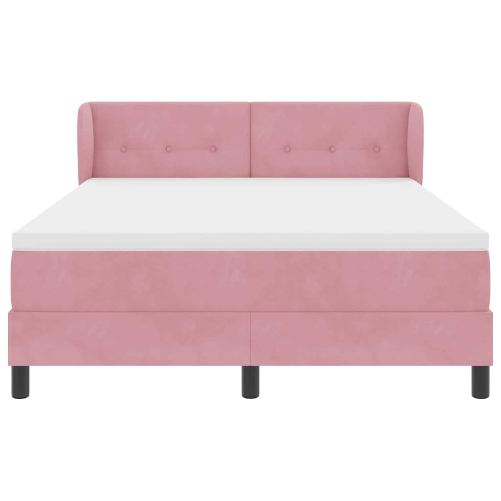 vidaXL Κρεβάτι με ελατήρια με κεφαλάρι Ροζ 140 x 200 cm Βελούδο