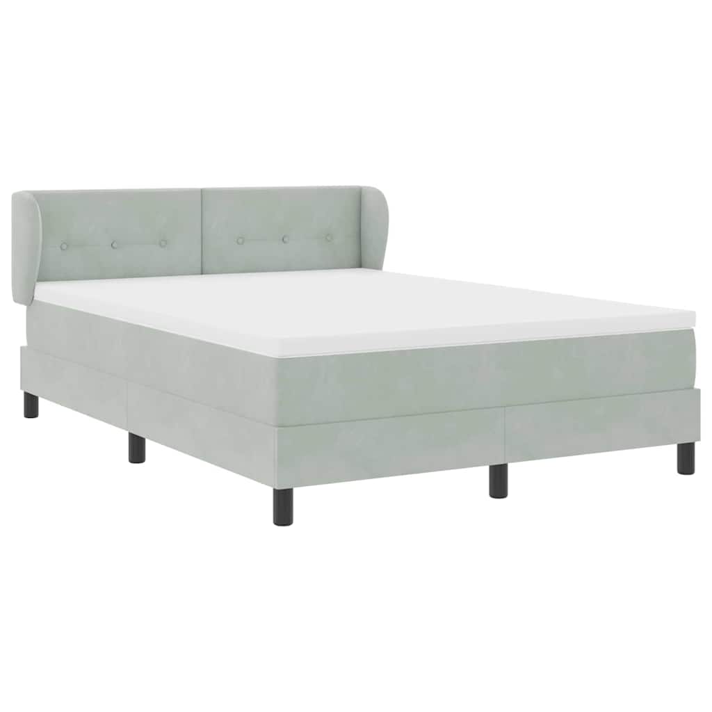 vidaXL Κρεβάτι με ελατήρια Ανοιχτό γκρι 160 x 200 cm Βελούδο