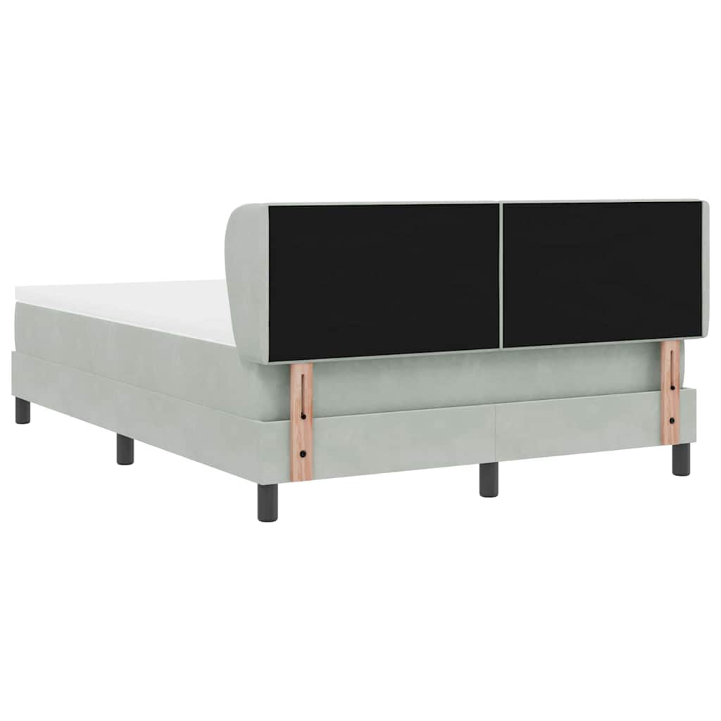 vidaXL Κρεβάτι με ελατήρια Ανοιχτό γκρι 160 x 200 cm Βελούδο