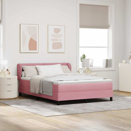 vidaXL Κρεβάτι με ελατήρια με κεφαλάρι Ροζ 160 x 200 cm Βελούδο