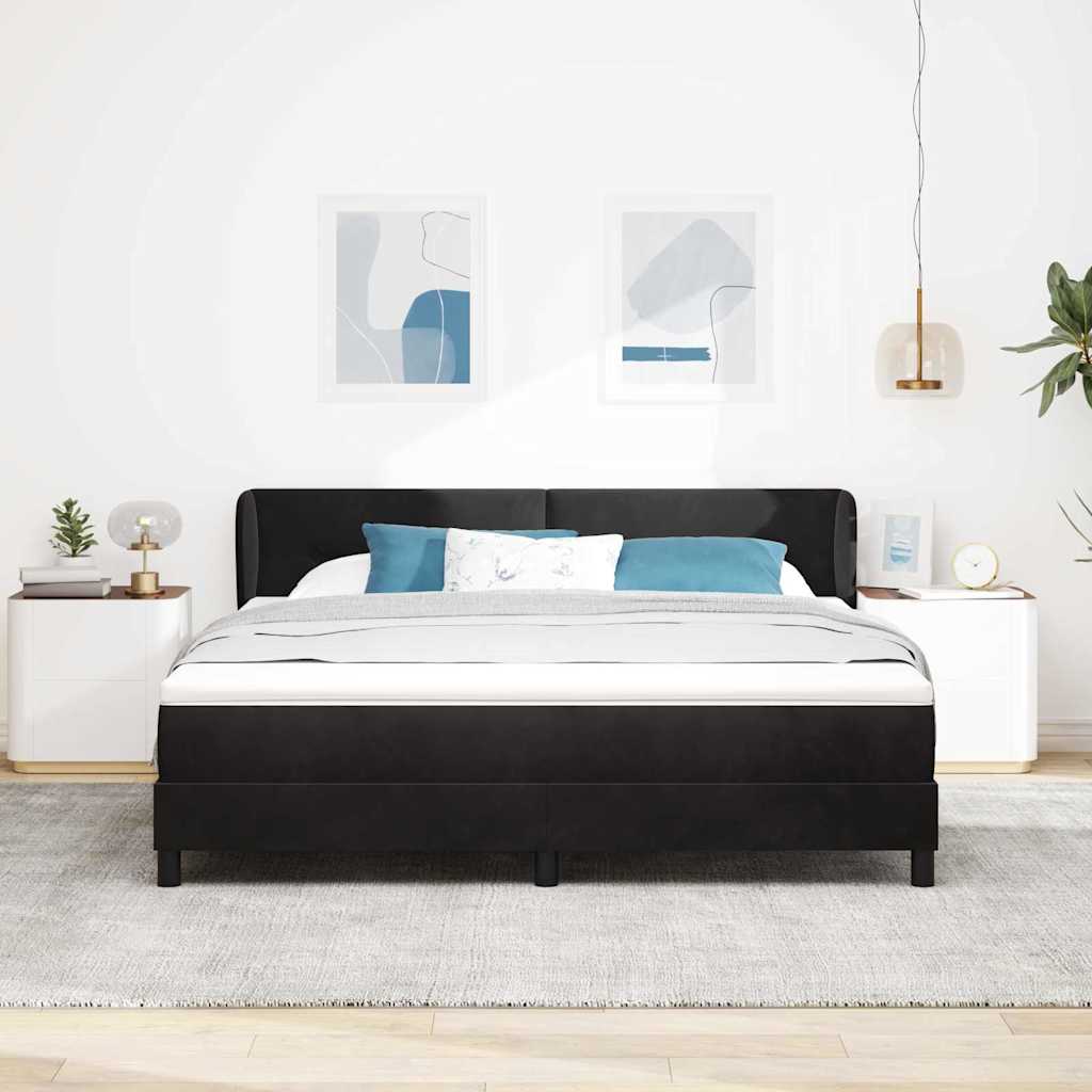 vidaXL Κρεβάτι με ελατήρια με στρώμα Μαύρο 180 x 200 cm Βελούδο