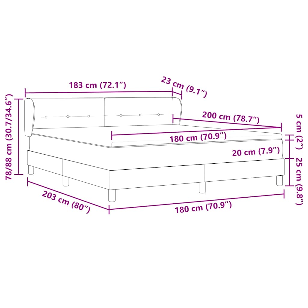 vidaXL Κρεβάτι με ελατήρια Σκούρο Μπλε 180 x 200 cm Βελούδο