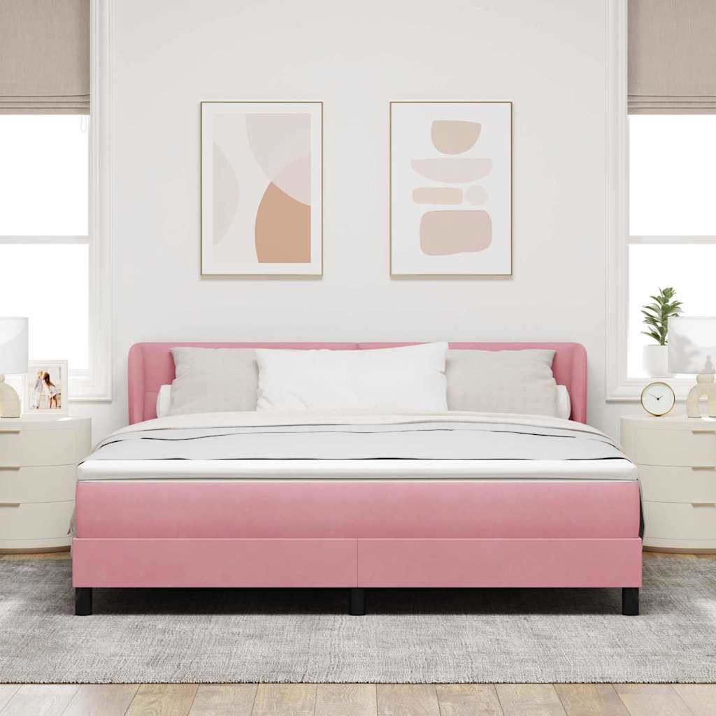 vidaXL Κρεβάτι με ελατήρια με κεφαλάρι Ροζ 180 x 200 cm Βελούδο