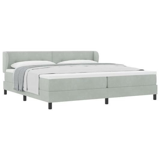 vidaXL Κρεβάτι με ελατήρια Ανοιχτό γκρι 200 x 200 cm Βελούδο