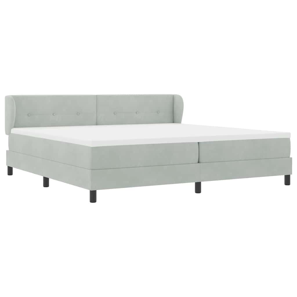 vidaXL Κρεβάτι με ελατήρια Ανοιχτό γκρι 200 x 200 cm Βελούδο