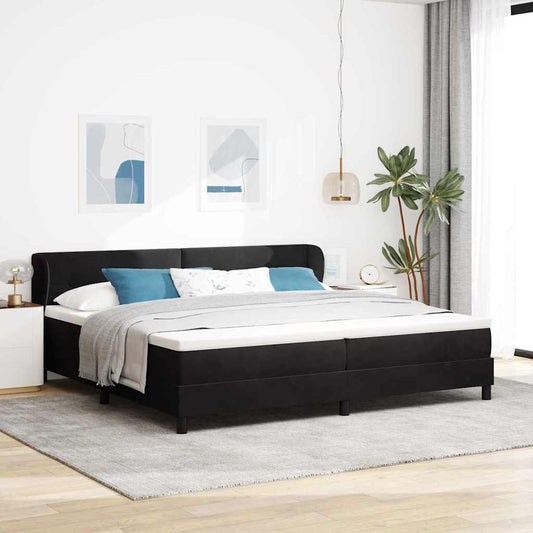 vidaXL Κρεβάτι με ελατήρια με κεφαλάρι Μαύρο 200 x 200 cm Βελούδο