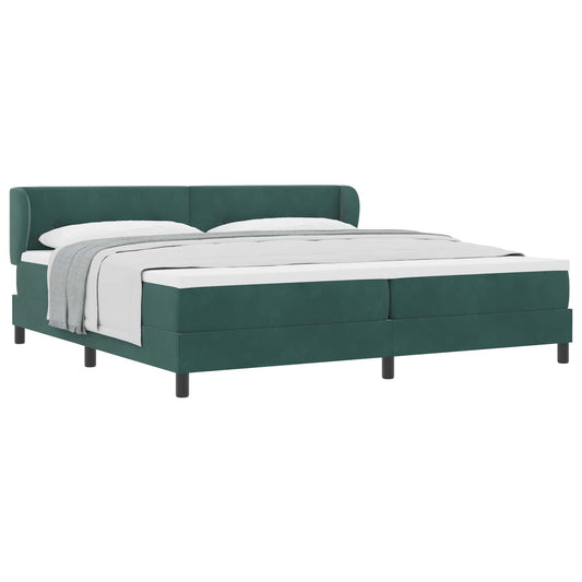 vidaXL Κρεβάτι με ελατήρια Σκούρο πράσινο 200 x 200 cm Βελούδο