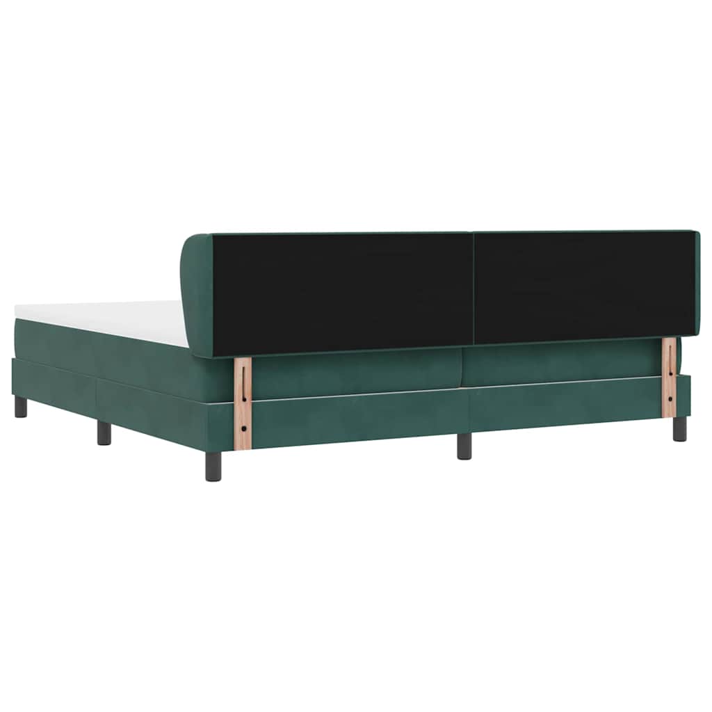 vidaXL Κρεβάτι με ελατήρια Σκούρο πράσινο 200 x 200 cm Βελούδο