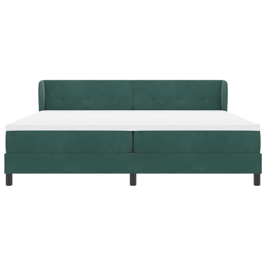 vidaXL Κρεβάτι με ελατήρια Σκούρο πράσινο 200 x 200 cm Βελούδο