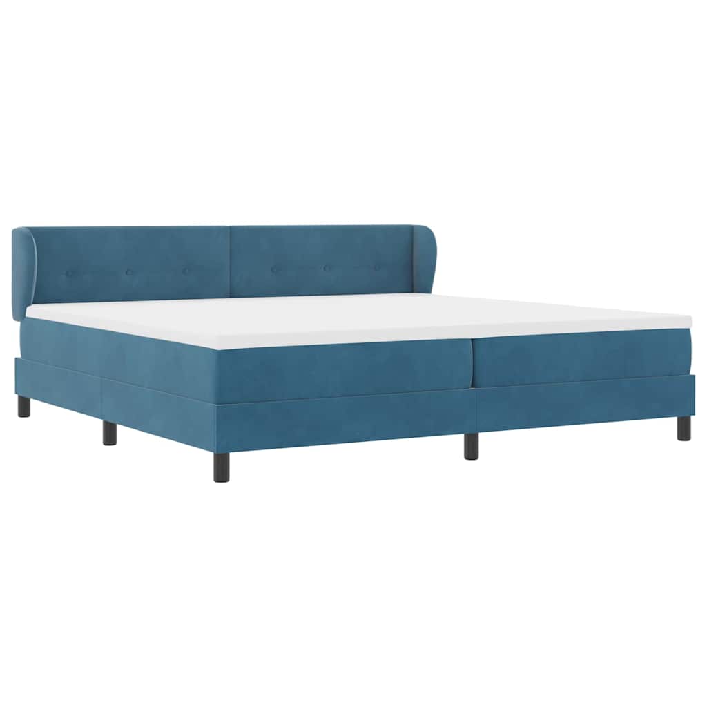 vidaXL Κρεβάτι με ελατήρια Σκούρο Μπλε 200 x 200 cm Βελούδο