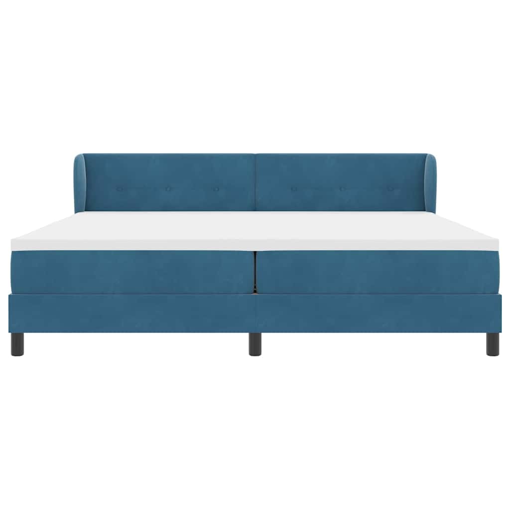 vidaXL Κρεβάτι με ελατήρια Σκούρο Μπλε 200 x 200 cm Βελούδο