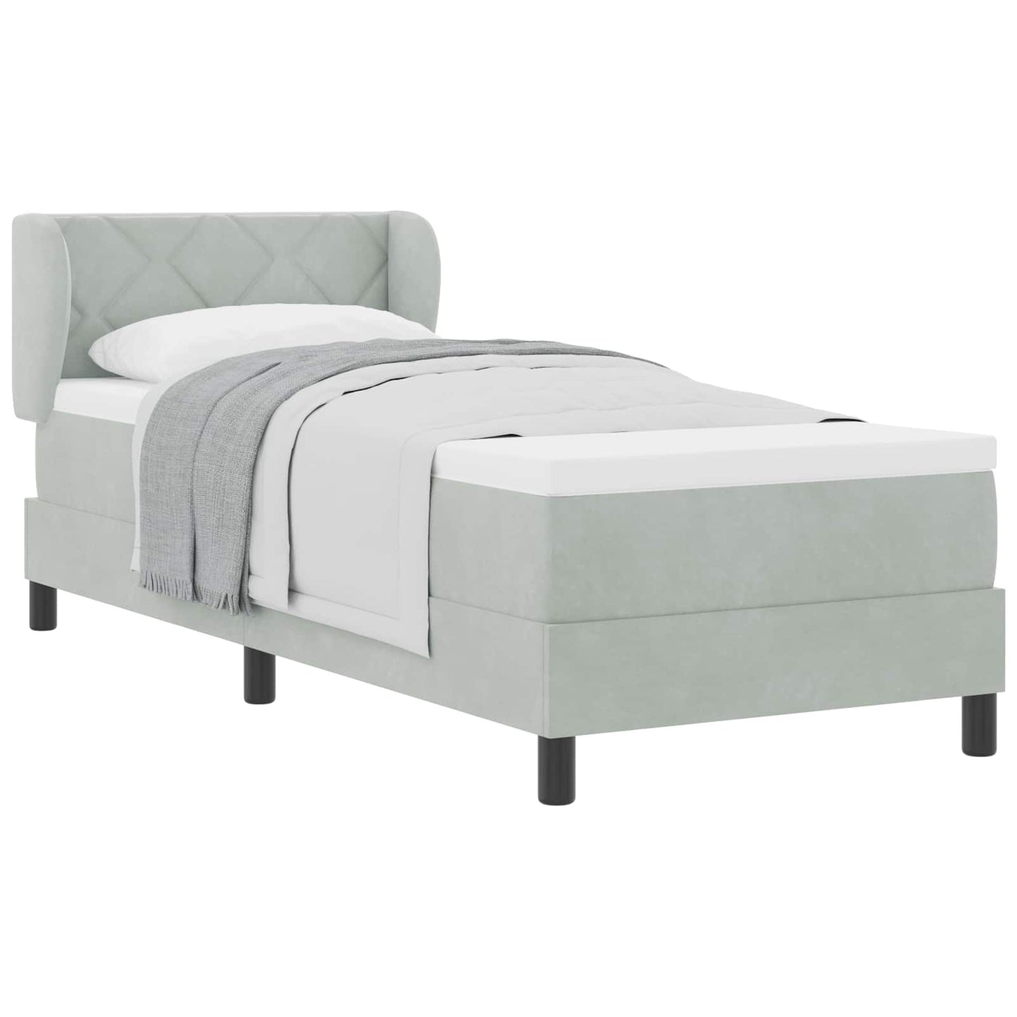 vidaXL Κρεβάτι με ελατήρια Ανοιχτό γκρι 80 x 200 cm Βελούδο