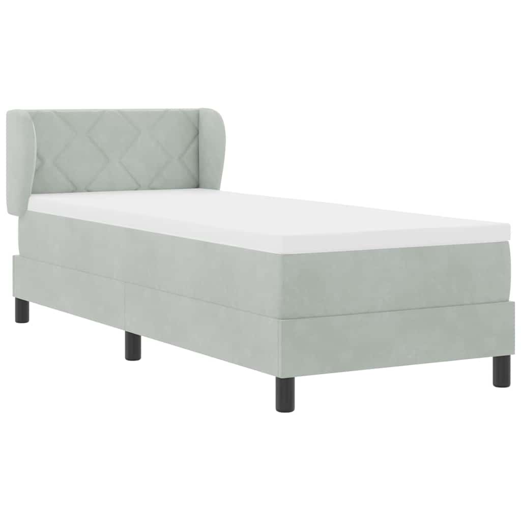 vidaXL Κρεβάτι με ελατήρια Ανοιχτό γκρι 80 x 200 cm Βελούδο