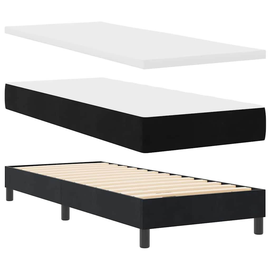 vidaXL Κρεβάτι με ελατήρια με κεφαλάρι Μαύρο 80 x 200 cm Βελούδο