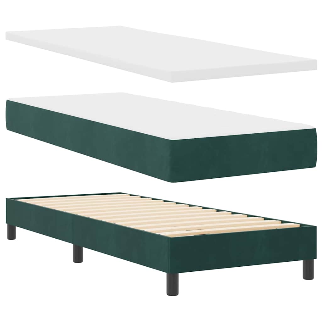 vidaXL Κρεβάτι με ελατήρια Σκούρο πράσινο 80 x 200 cm Βελούδο
