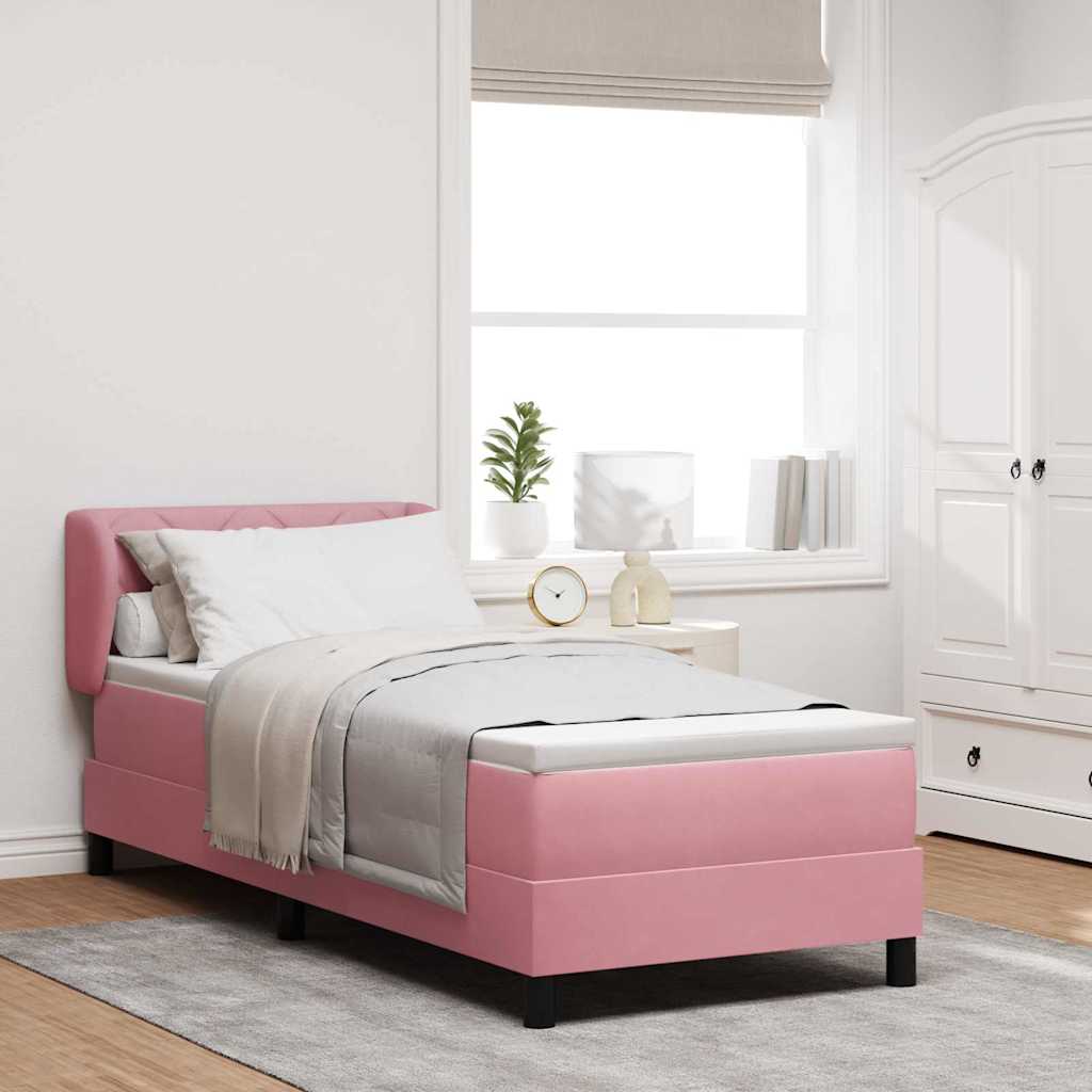 vidaXL Κρεβάτι με ελατήρια με κεφαλάρι Ροζ 80 x 200 cm Βελούδο