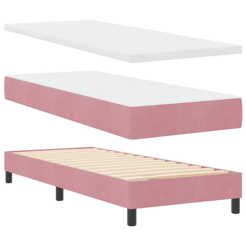 vidaXL Κρεβάτι με ελατήρια με κεφαλάρι Ροζ 80 x 200 cm Βελούδο