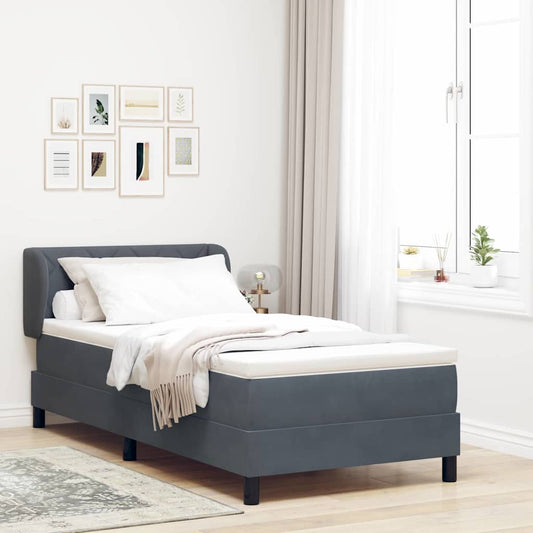 Κρεβάτι Box Spring με Στρώμα vidaXL Σκούρο Γκρι 90x190 εκ Βελούδο