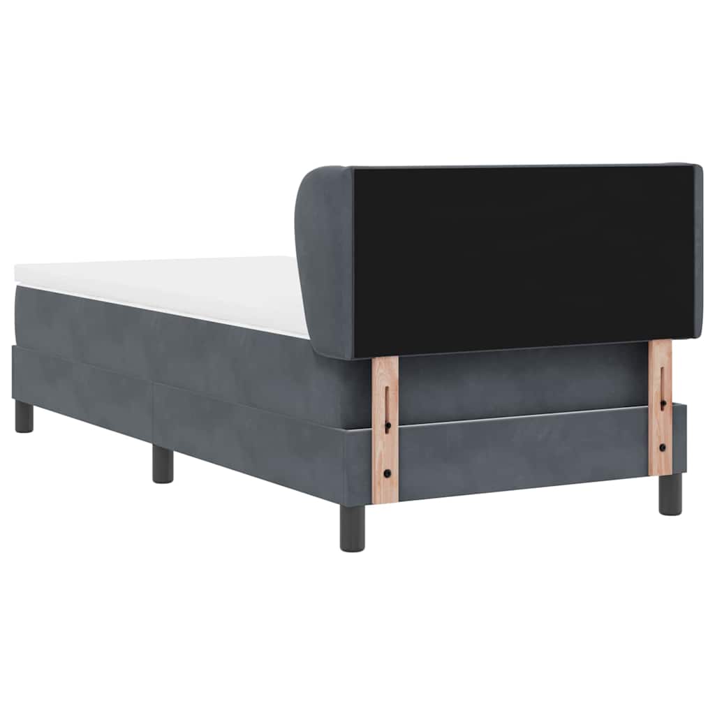 Κρεβάτι Box Spring με Στρώμα vidaXL Σκούρο Γκρι 90x190 εκ Βελούδο