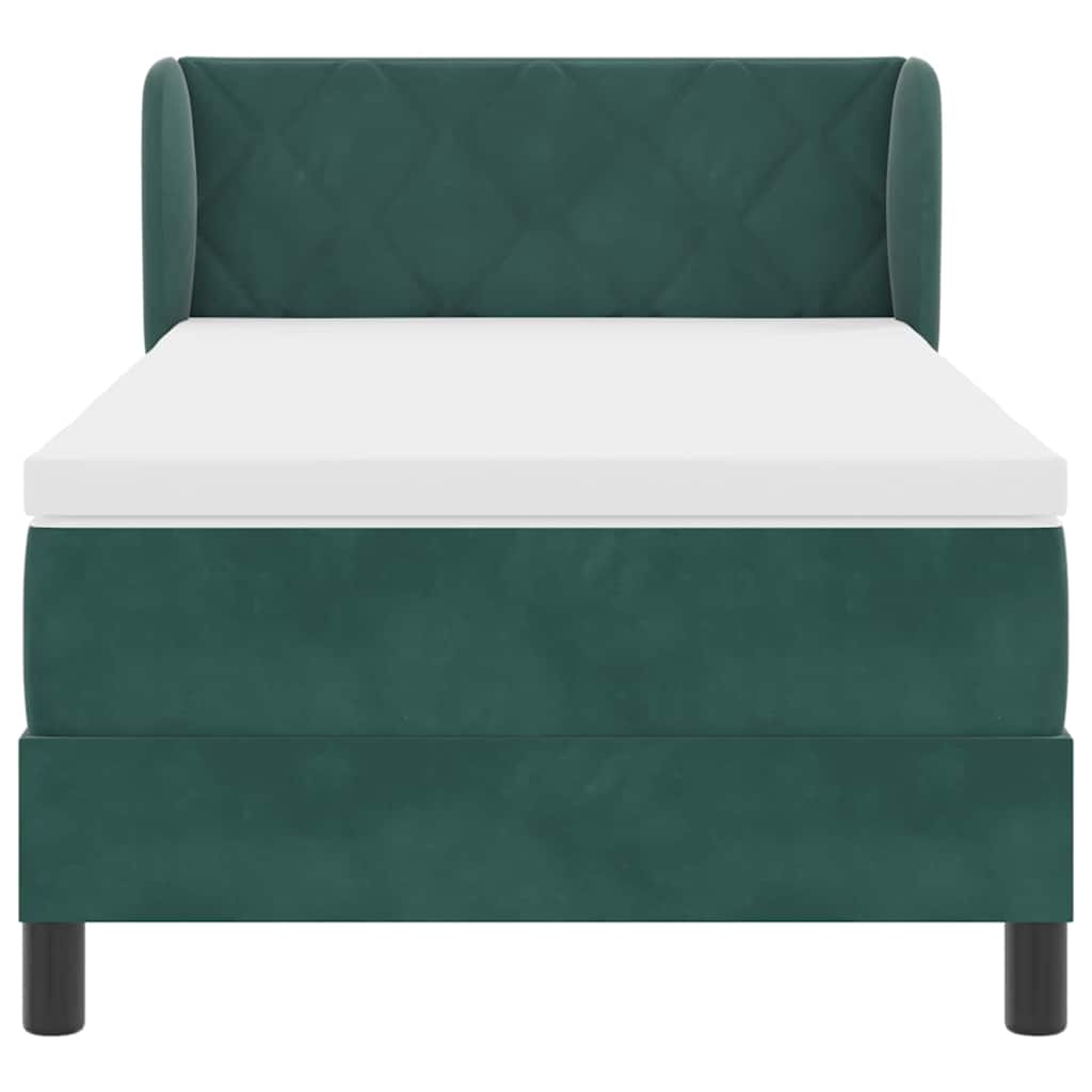vidaXL Κρεβάτι με ελατήρια Σκούρο πράσινο 90 x 190 cm Βελούδο
