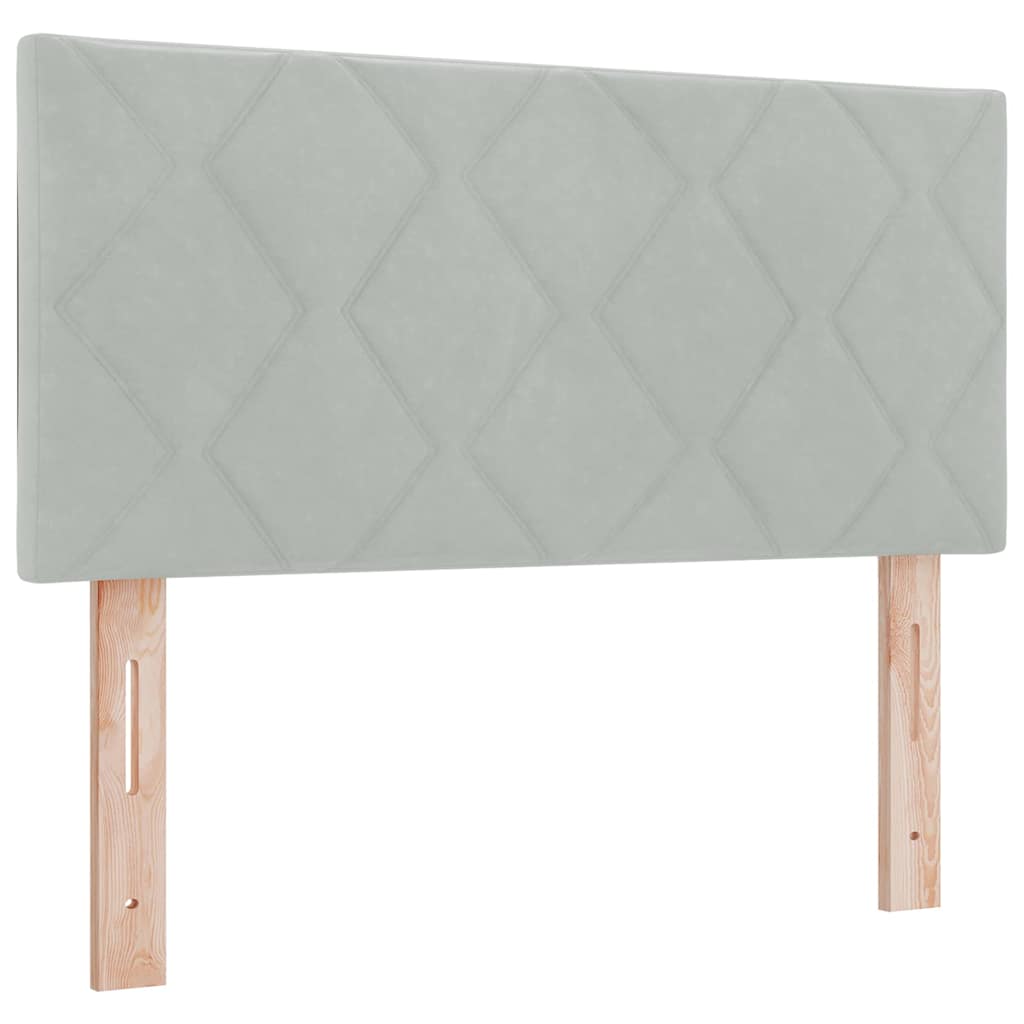 κρεβάτι Box Spring με στρώμα vidaXL ανοιχτό γκρι 90x200 εκ. Βελούδο