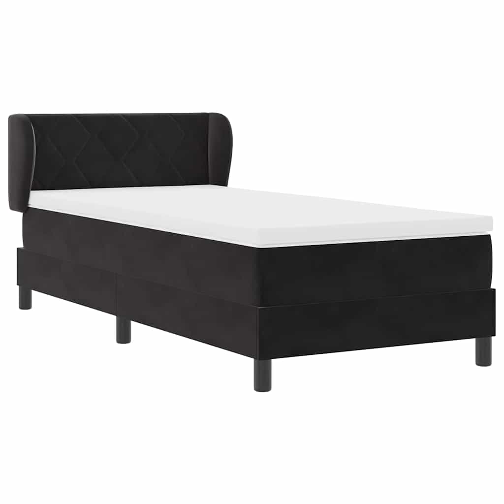 vidaXL Κρεβάτι Box Spring με Στρώμα Μαύρο 90x200 εκ Βελούδινο