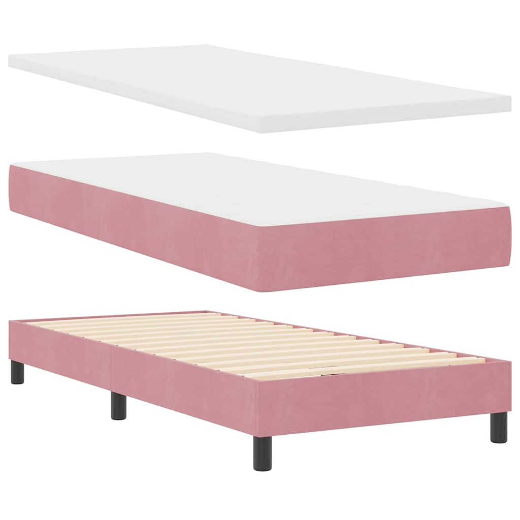 vidaXL Κρεβάτι με ελατήρια με κεφαλάρι Ροζ 90 x 200 cm Βελούδο