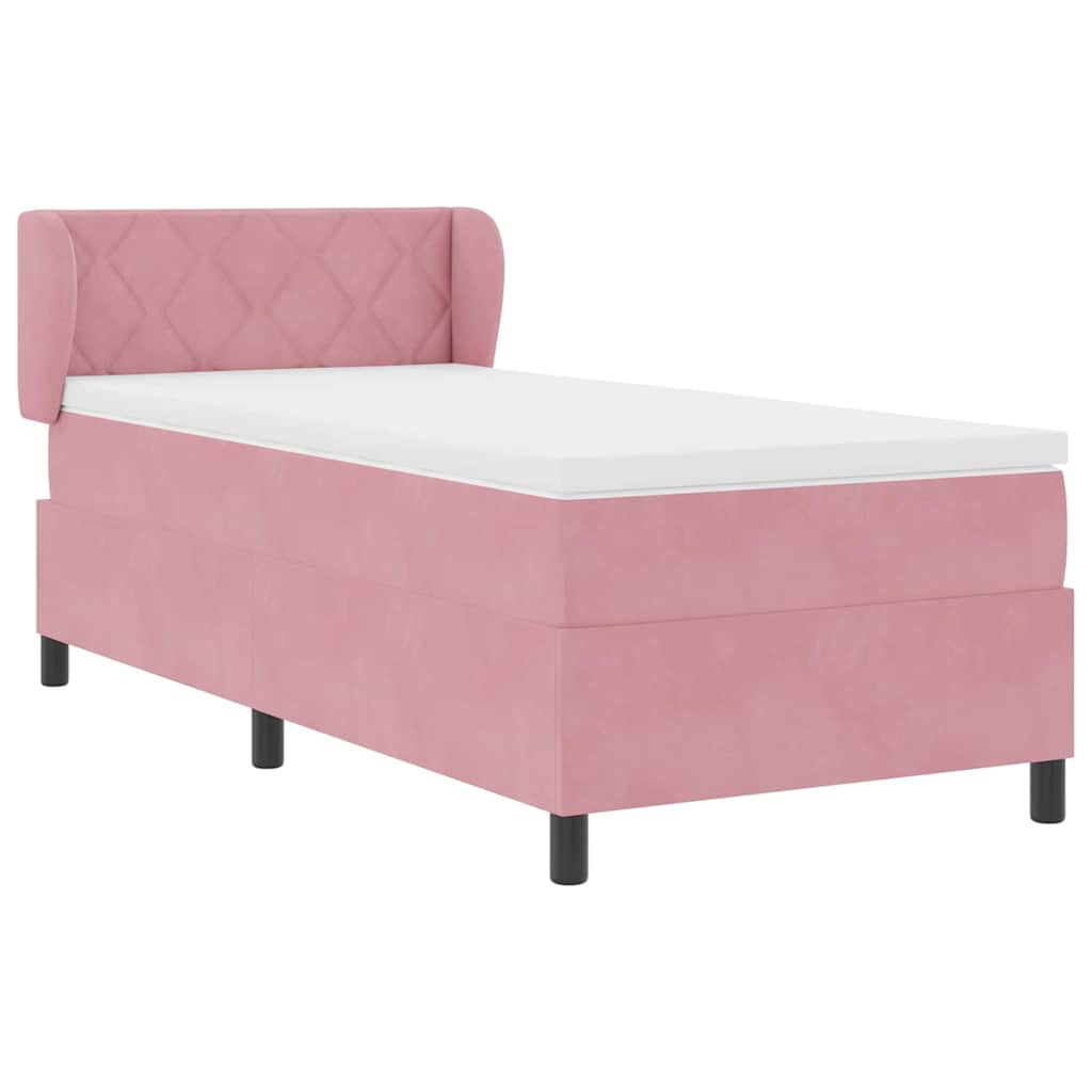 vidaXL Κρεβάτι με ελατήρια με κεφαλάρι Ροζ 90 x 200 cm Βελούδο