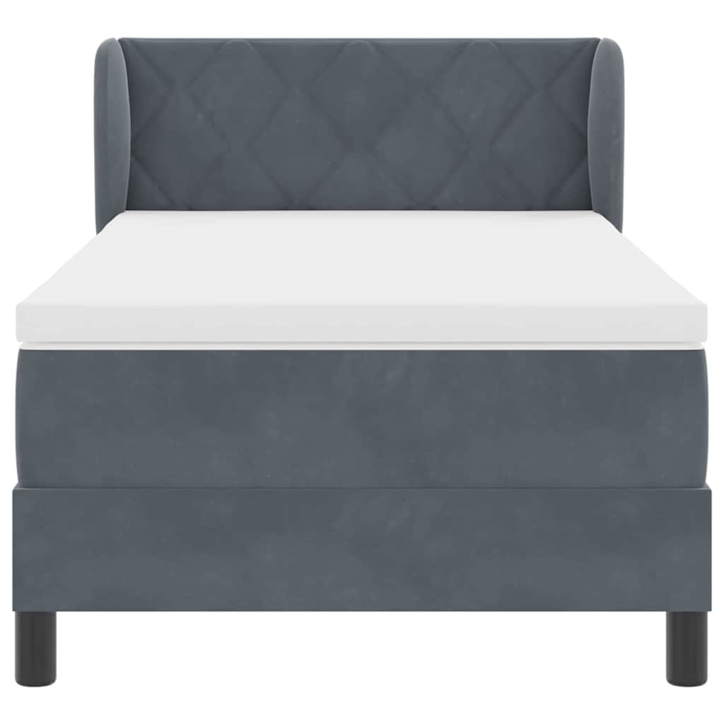 vidaXL Κρεβάτι με ελατήρια Σκούρο γκρι 100 x 200 cm Βελούδο