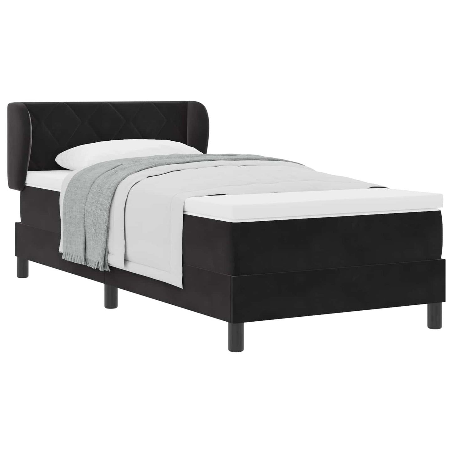vidaXL Κρεβάτι με ελατήρια με κεφαλάρι Μαύρο 100 x 200 cm Βελούδο