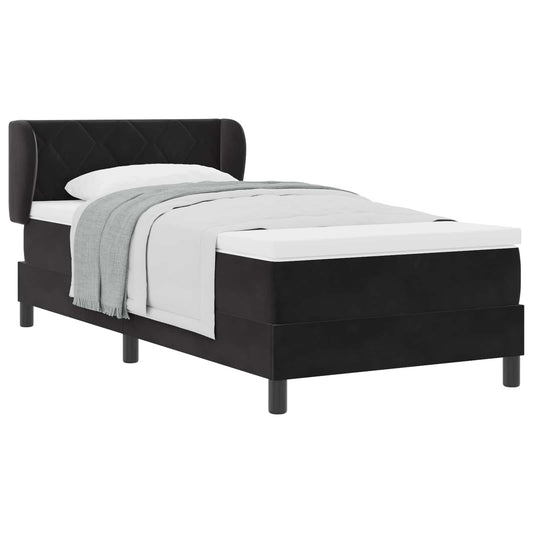 vidaXL Κρεβάτι με ελατήρια με κεφαλάρι Μαύρο 100 x 200 cm Βελούδο