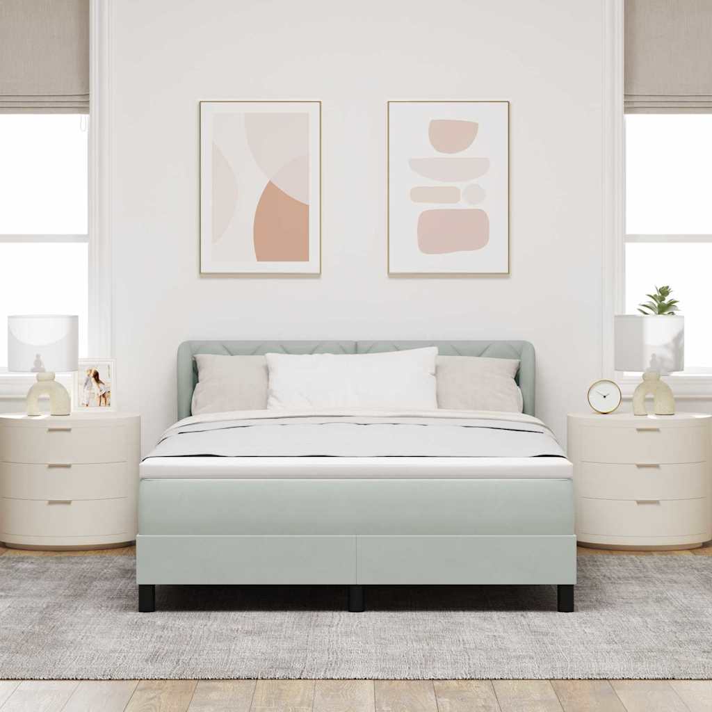 vidaXL Κρεβάτι με ελατήρια Ανοιχτό γκρι 140 x 190 cm Βελούδο