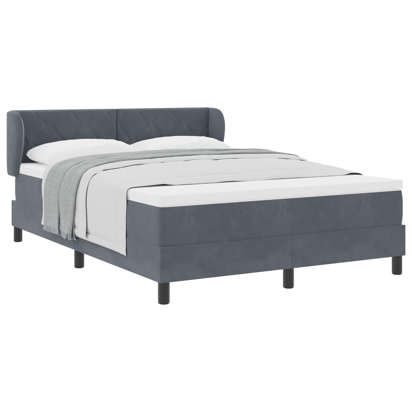 vidaXL Κρεβάτι με ελατήρια Σκούρο γκρι 140 x 190 cm Βελούδο