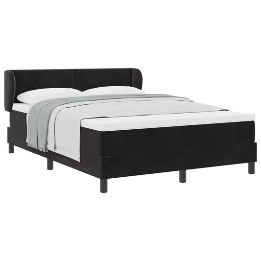 vidaXL Κρεβάτι με ελατήρια με κεφαλάρι Μαύρο 140 x 190 cm Βελούδο