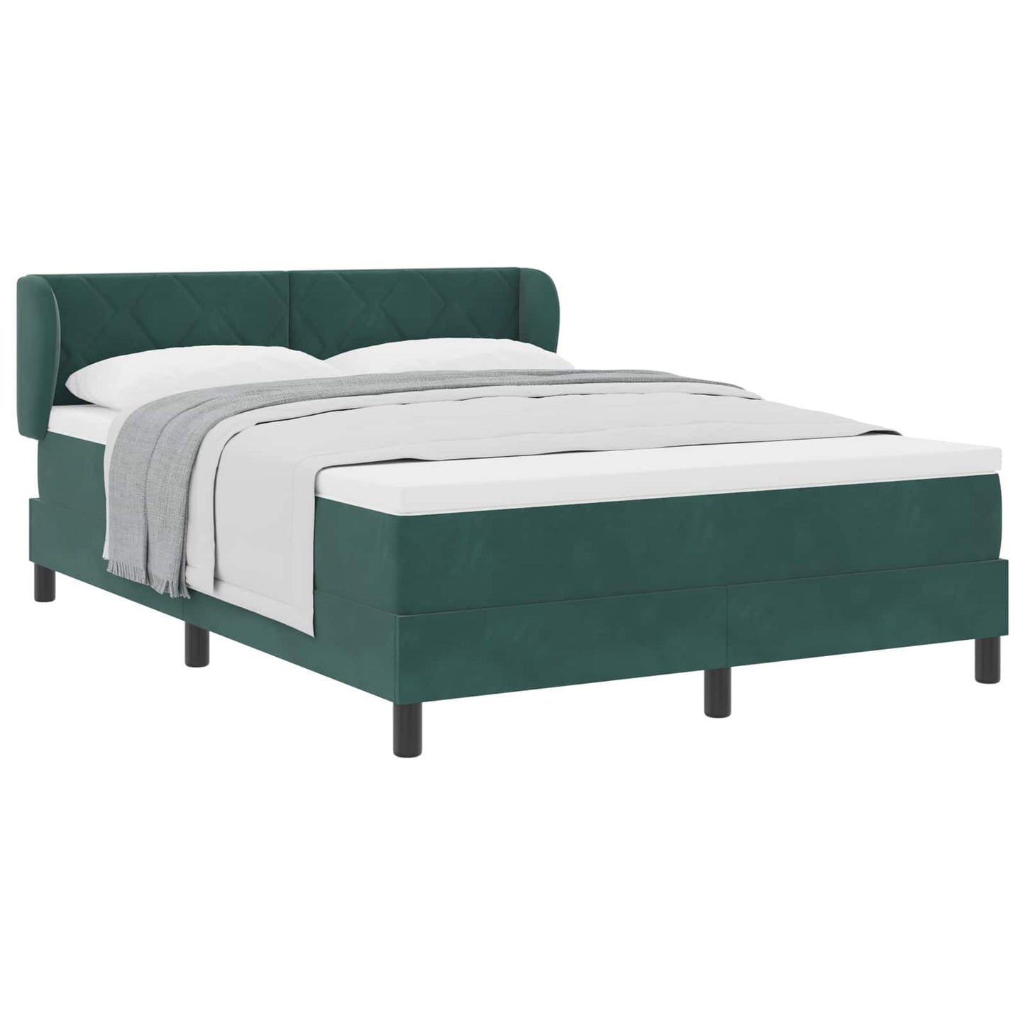 vidaXL Κρεβάτι με ελατήρια Σκούρο πράσινο 140 x 190 cm Βελούδο