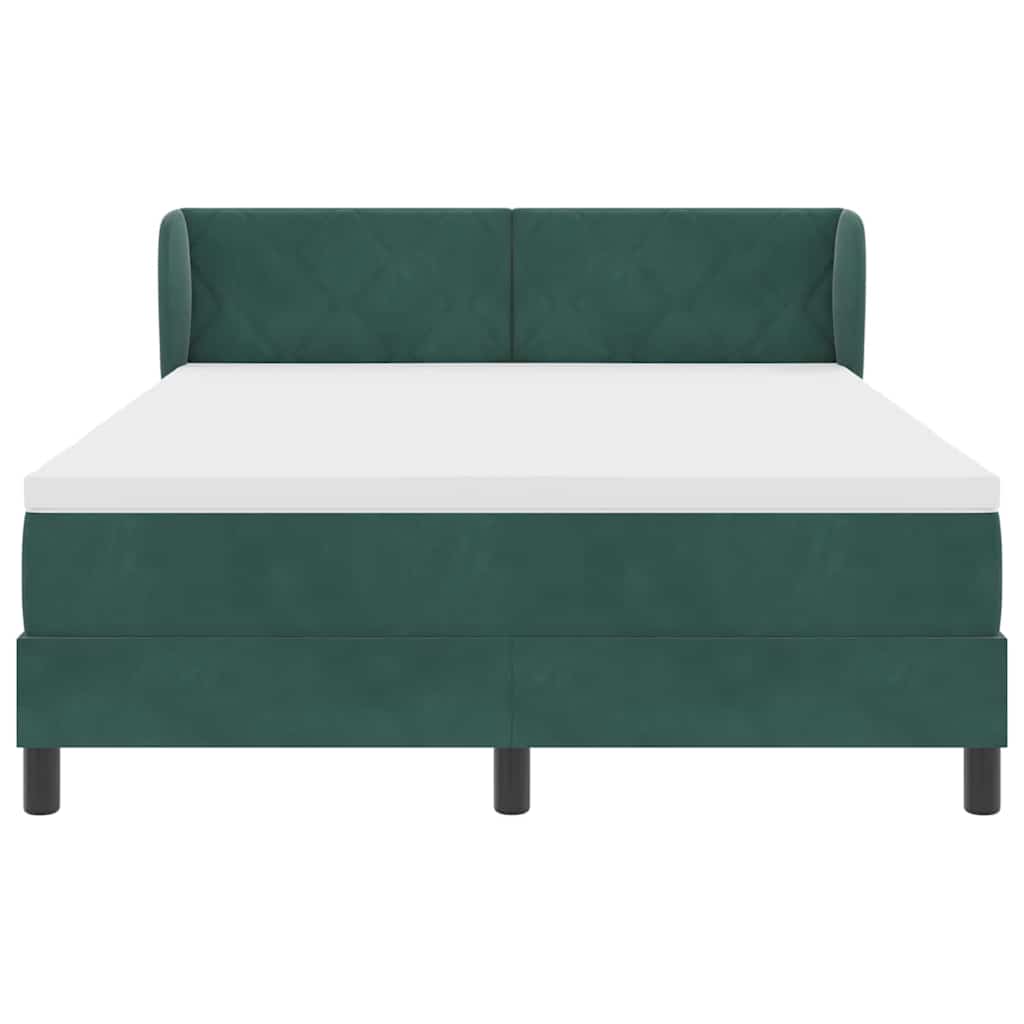 vidaXL Κρεβάτι με ελατήρια Σκούρο πράσινο 140 x 190 cm Βελούδο
