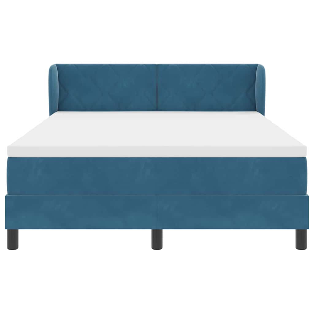 vidaXL Κρεβάτι με ελατήρια Σκούρο Μπλε 140 x 190 cm Βελούδο