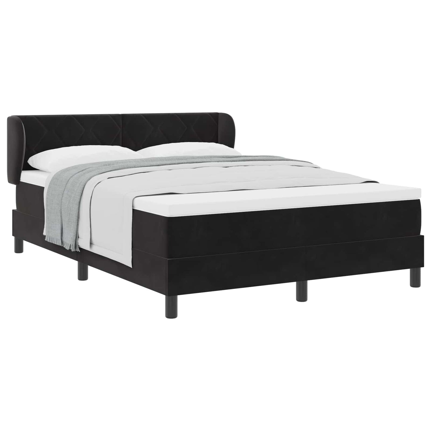 vidaXL Κρεβάτι με ελατήρια με κεφαλάρι Μαύρο 140 x 200 cm Βελούδο
