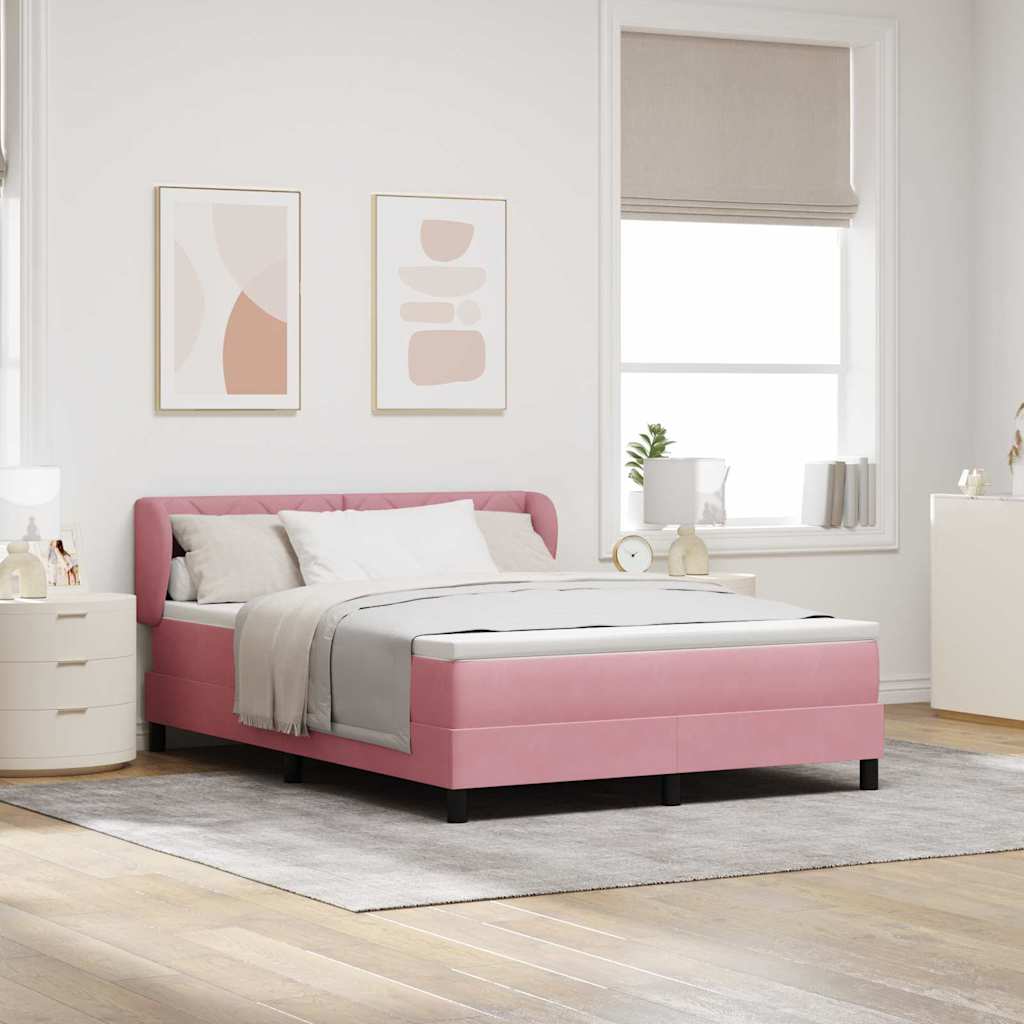 vidaXL Κρεβάτι με ελατήρια με κεφαλάρι Ροζ 160 x 200 cm Βελούδο