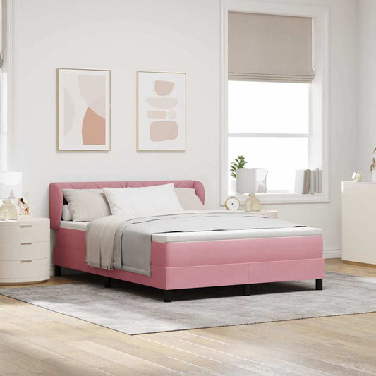 vidaXL Κρεβάτι με ελατήρια με κεφαλάρι Ροζ 160 x 200 cm Βελούδο