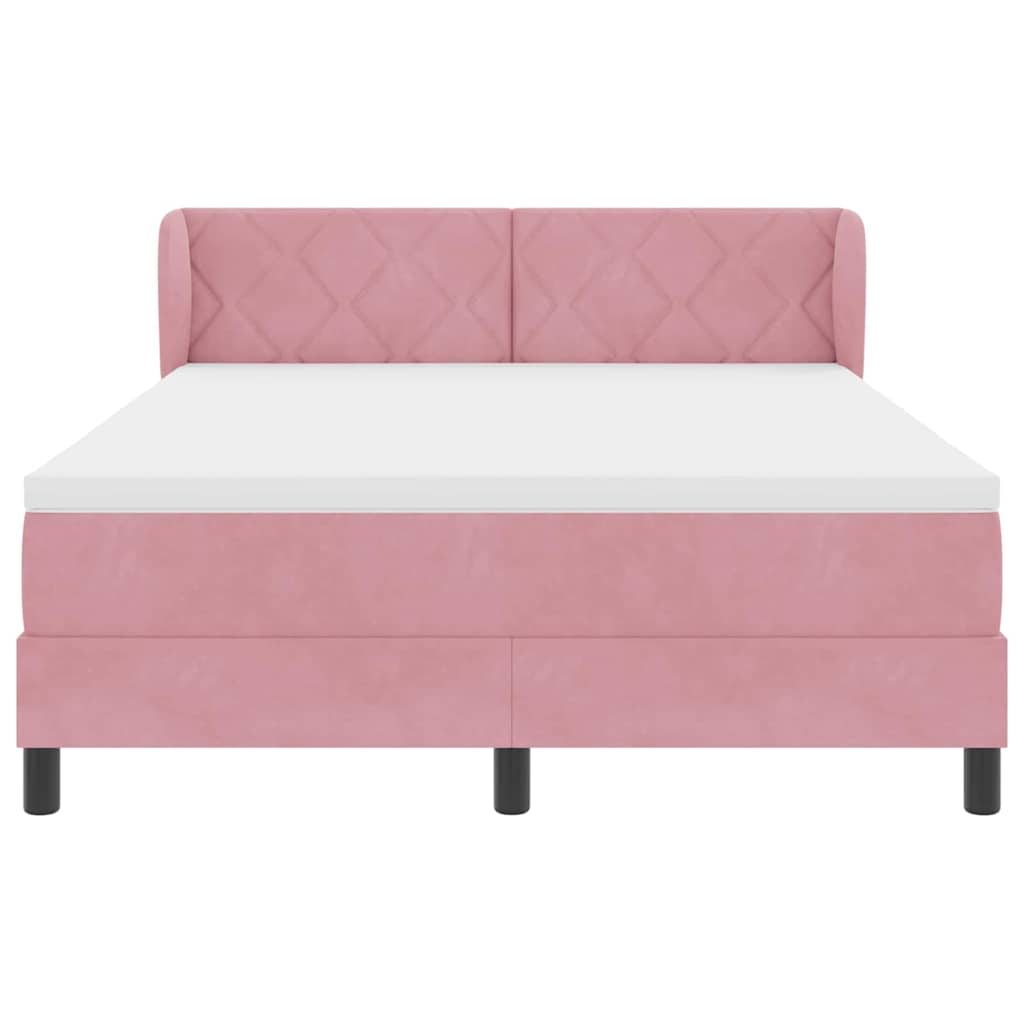 vidaXL Κρεβάτι με ελατήρια με κεφαλάρι Ροζ 160 x 200 cm Βελούδο