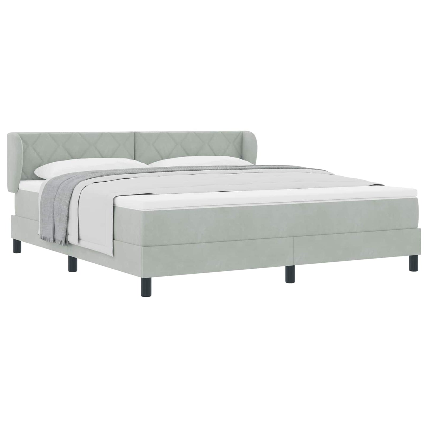 vidaXL Κρεβάτι με ελατήρια Ανοιχτό γκρι 180 x 200 cm Βελούδο