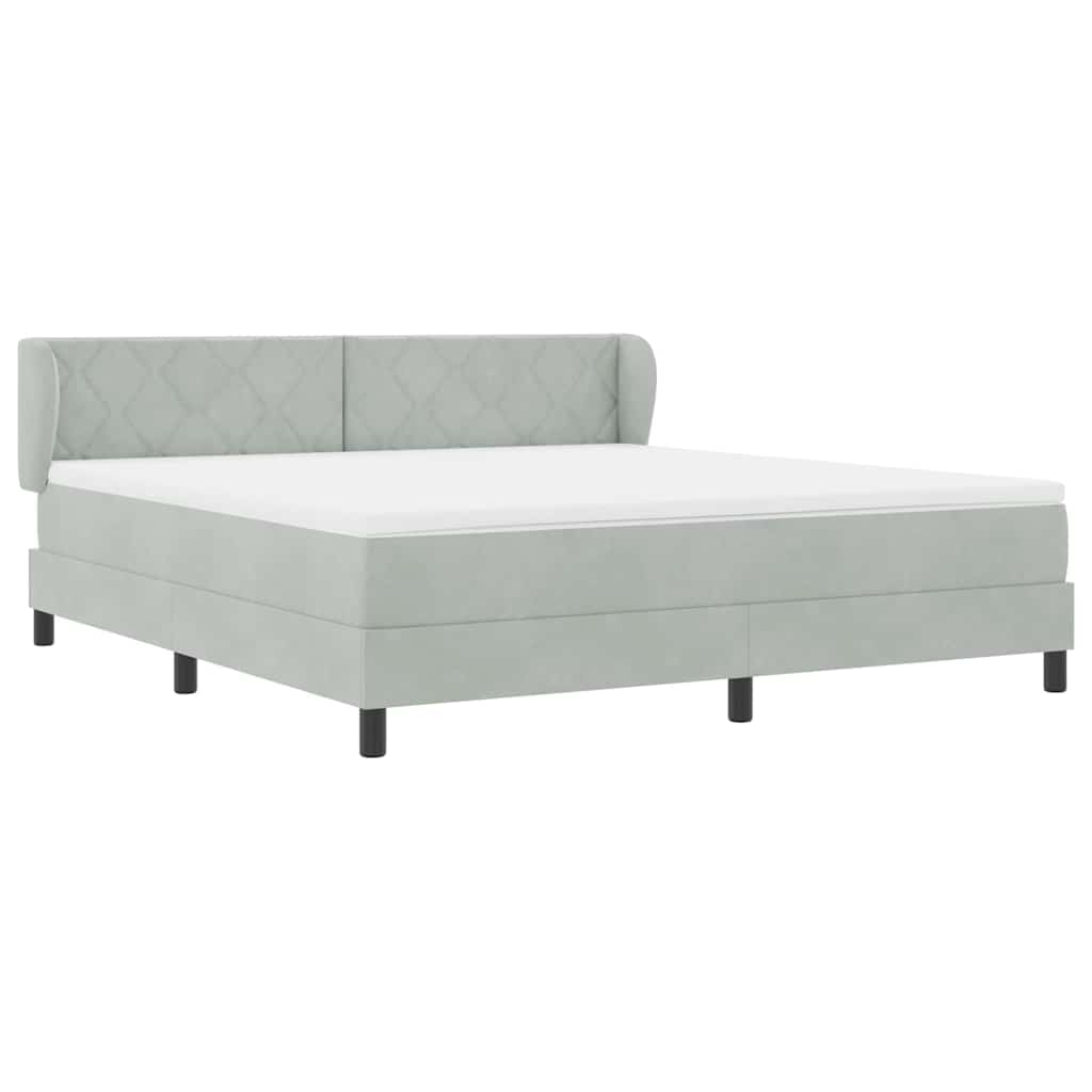 vidaXL Κρεβάτι με ελατήρια Ανοιχτό γκρι 180 x 200 cm Βελούδο