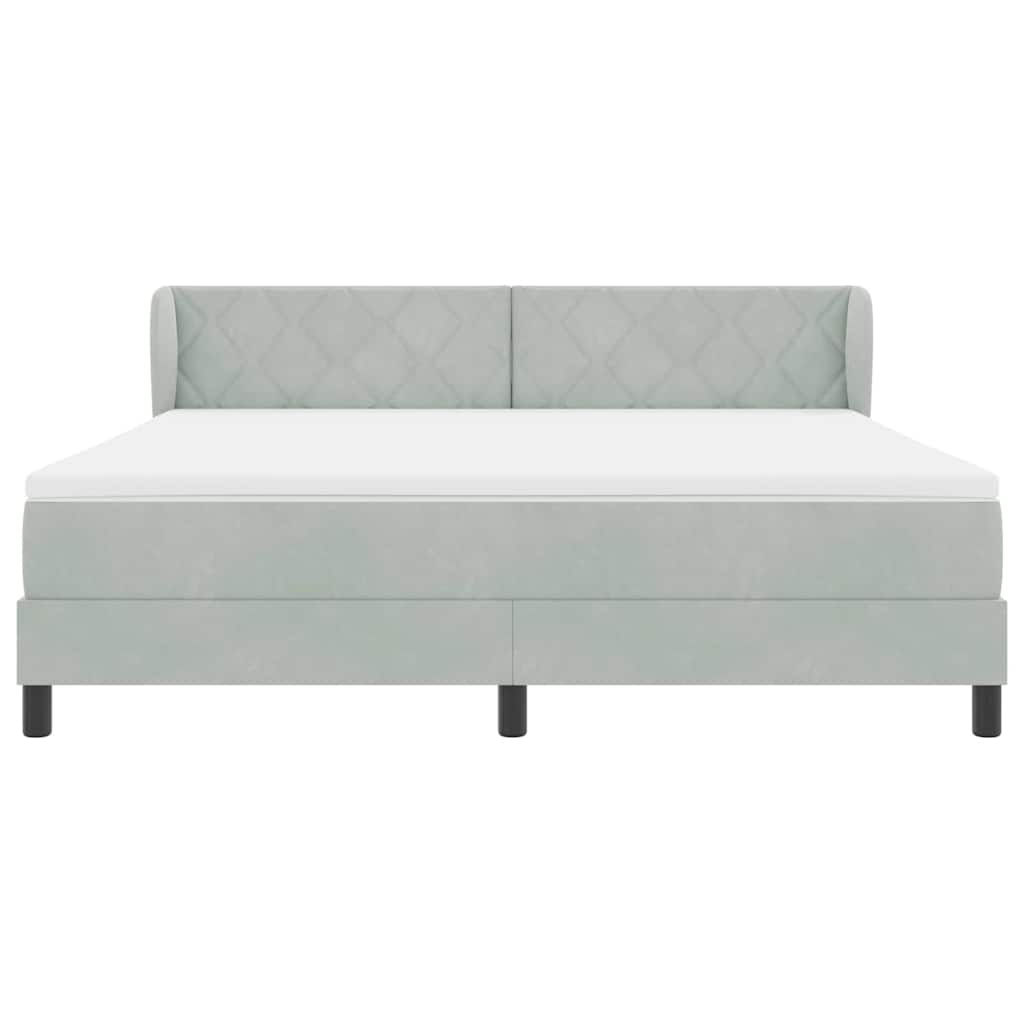 vidaXL Κρεβάτι με ελατήρια Ανοιχτό γκρι 180 x 200 cm Βελούδο