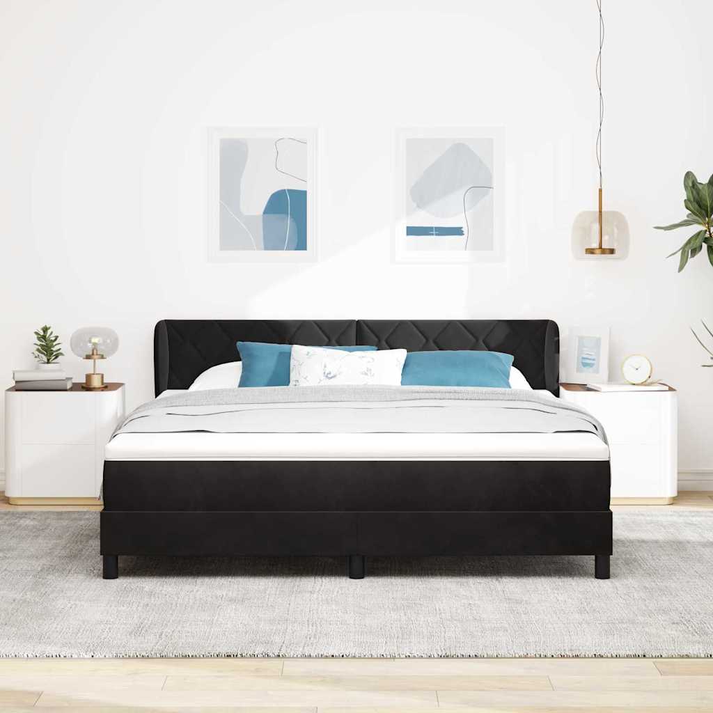 vidaXL Κρεβάτι με ελατήρια με κεφαλάρι Μαύρο 180 x 200 cm Βελούδο