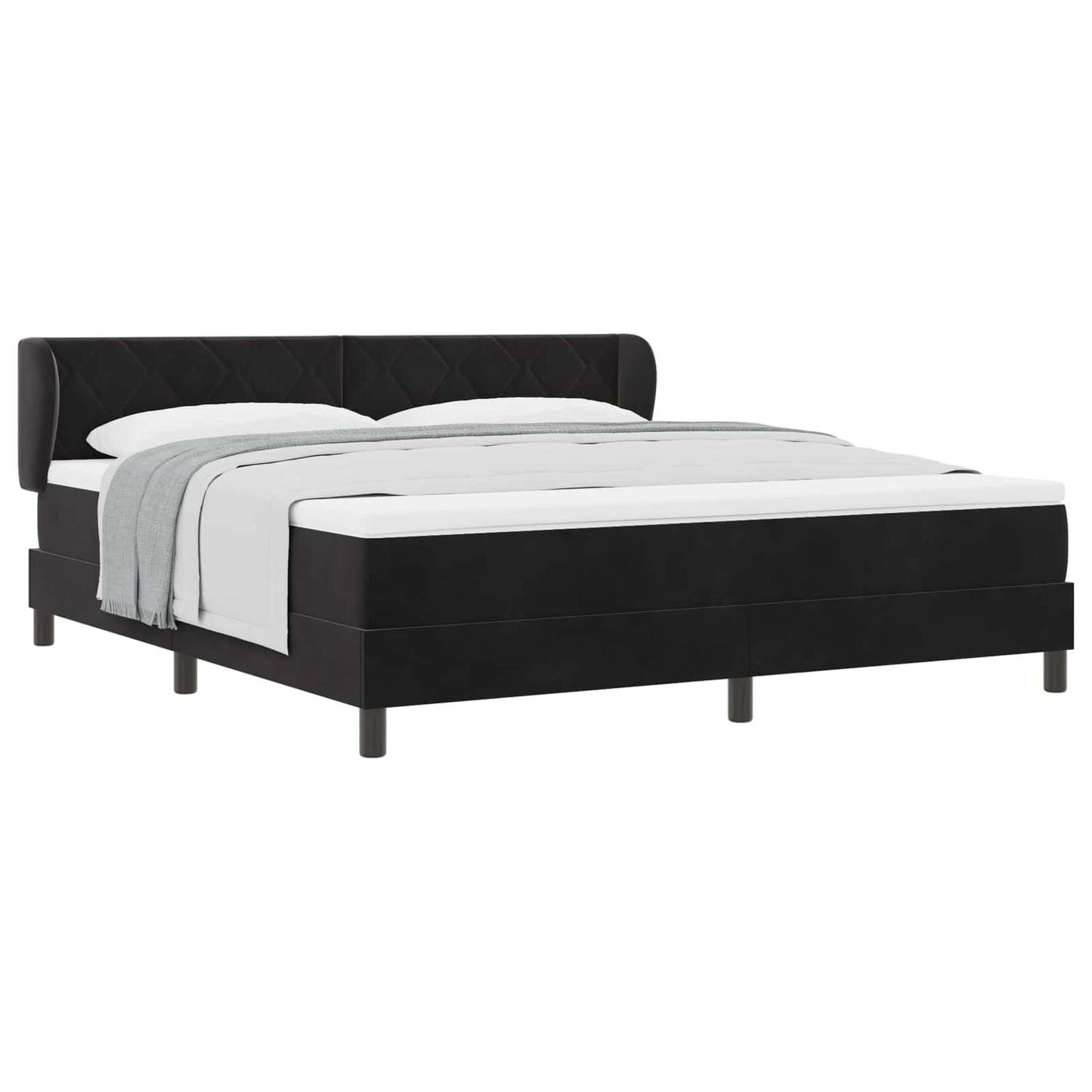 vidaXL Κρεβάτι με ελατήρια με κεφαλάρι Μαύρο 180 x 200 cm Βελούδο