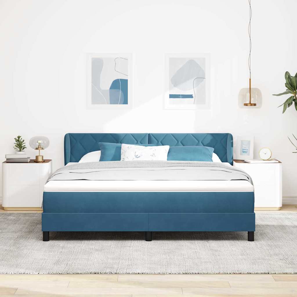 vidaXL Κρεβάτι με ελατήρια Σκούρο Μπλε 180 x 200 cm Βελούδο