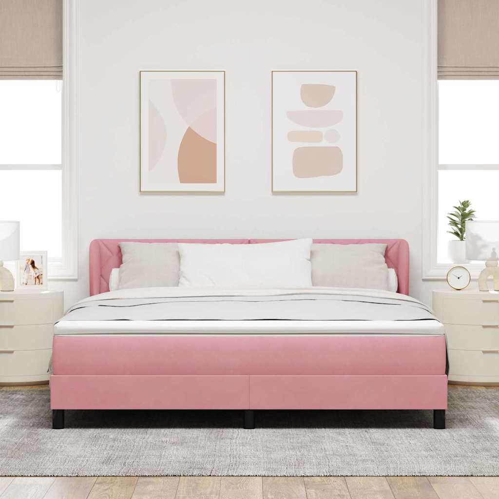 vidaXL Κρεβάτι με ελατήρια με κεφαλάρι Ροζ 180 x 200 cm Βελούδο